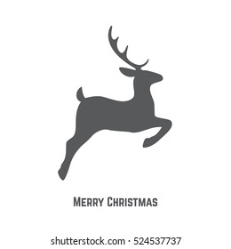 Christmas Reindeer Silhouette. Christmas Greeting Card Template.