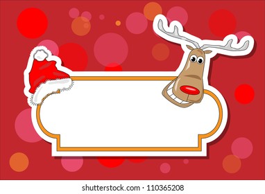 Christmas rudolph illustration and red background
