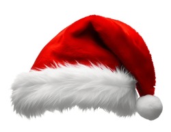 Christmas Santa Claus Red And White Hat Isolated On White Background