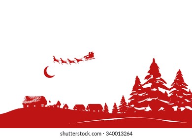 Christmas Scene Silhouette Against White Background Stock Illustration ...