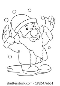 Christmas. Set Of Coloring Pages. Coloring Book. Cute And Funny Cartoon Characters. Illustration For Children.