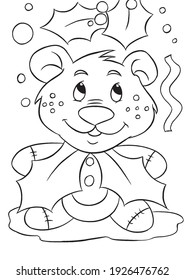 Christmas. Set Of Coloring Pages. Coloring Book. Cute And Funny Cartoon Characters. Illustration For Children.