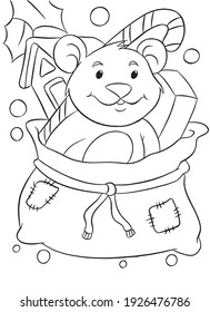 Christmas. Set Of Coloring Pages. Coloring Book. Cute And Funny Cartoon Characters. Illustration For Children.