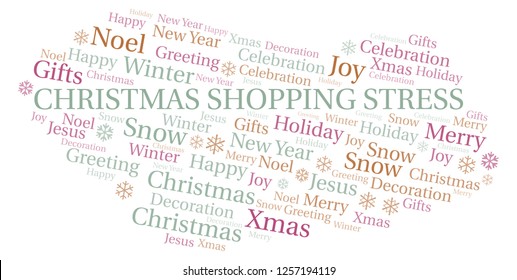 Christmas Shopping Stress Word Cloud.