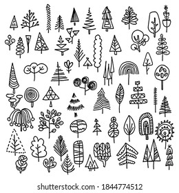 Doodle Park Forest Conifer Abstract Silhouettes Stock Vector (Royalty ...