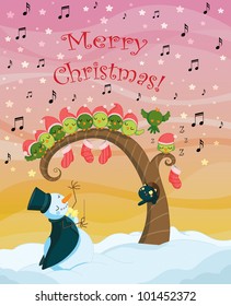 Christmas singing birds chorus card - Shutterstock ID 101452372