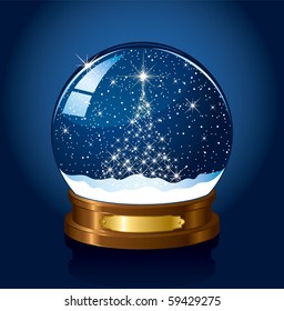 Vector Realistic Christmas Snow Globe Transparent Stock Vector (Royalty ...