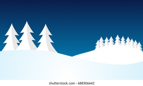 Christmas snowscape tree moving in wind with room for text graphics and logos