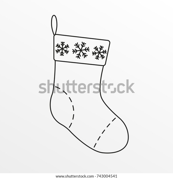 Christmas Sock Outline Icon Xmas Stocking Stock Illustration 743004541