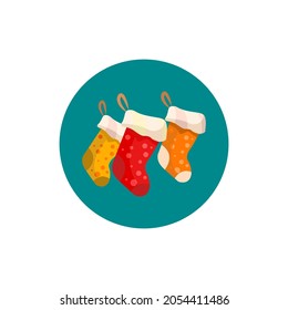 Christmas Socks Flat Icon. Christmas Socks Clipart