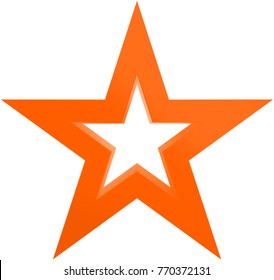 Christmas star orange - outlined 5 point star - isolated on white - 3d rendering