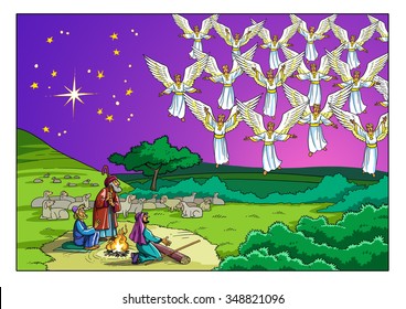 Christmas Story: Shepherds And A Choir Of Angels