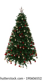 Christmas Tree 3D Illustration On White Background