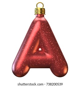 Christmas Tree Decoration Font, Letter A 3d Rendering