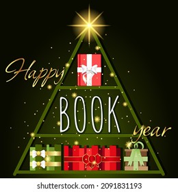 Christmas Tree Gift Present Books Store Shop Sign Text Happy Book Year Bookcrossing