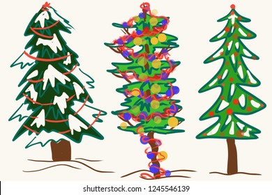Christmas tree hand drawn