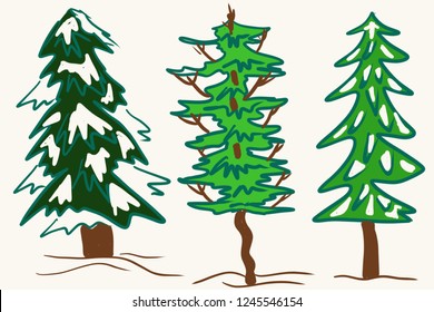 Christmas tree hand drawn