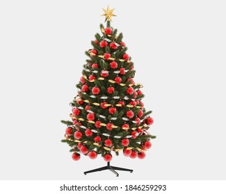 Christmas tree isolated on grey background. 3d rendering - illustration