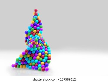 Christmas Tree Made Of Involuted Wave Of Colorful Gum Balls