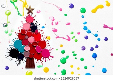 Christmas tree made from nail polish stains of different colors - Powered by Shutterstock