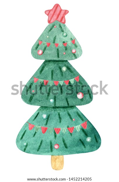 Christmas Tree Nature Elements On White Stock Illustration