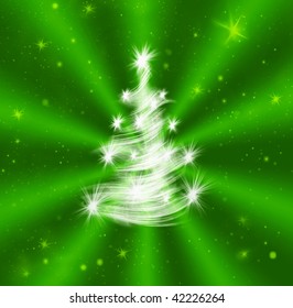 christmas tree on green background