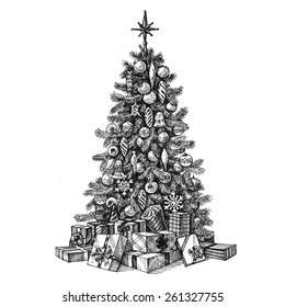 Christmas tree white background  sketch