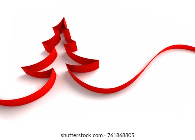 Christmas tree from ribbons isolated on white background.