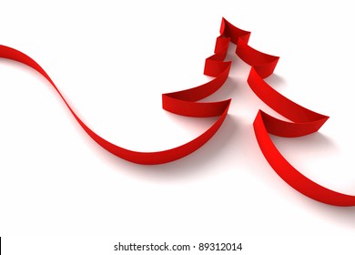 Christmas tree from ribbons isolated on white background