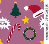 Christmas tree seamless new year pattern for wrapping paper and fabrics and linens and kids clothes print and Noel party accessories and fashion textiles