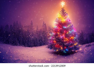 Christmas tree in the snow - Powered by Shutterstock