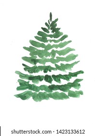 Christmas tree spruce tree watercolor illustration image on white background
