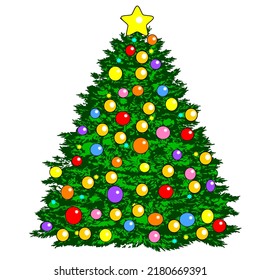 Christmas Tree White Background Stock Illustration 2180669391 ...