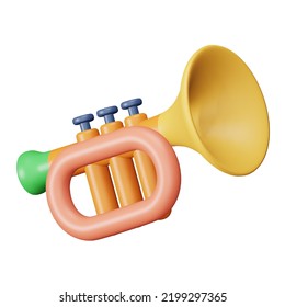 Christmas Trumpet 3d Rendering Isometric Icon.