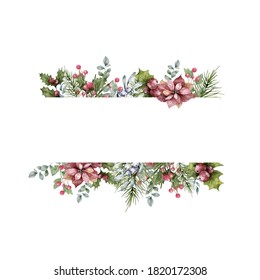 Christmas Watercolor Background Frame Hand Drawing Stock Illustration ...