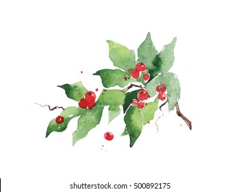 Christmas Watercolor Mistletoe