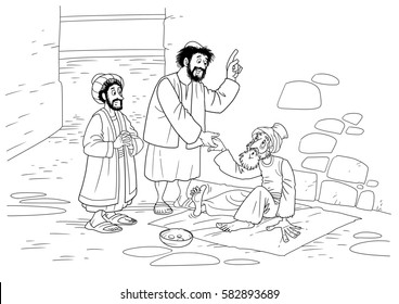 Christs Disciples Peter John Heal Paralyzed Stock Illustration ...