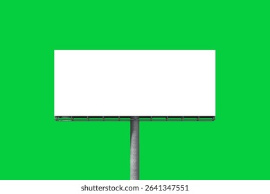 Chroma key compositing. Empty billboard with green screen outdoors. Mockup for design