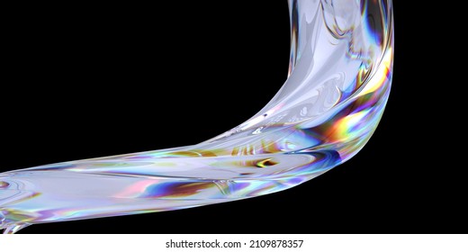 Chromatic caustic reflection effect  abstract liquid futuristic design element  3d rendering glass gradient wave for poster design 