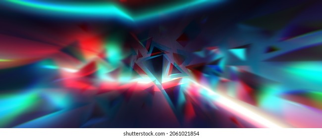 Chromatic Neon Background With Triangles