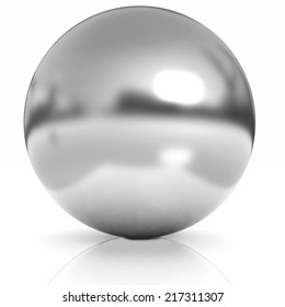 Chrome Ball 3d Render On A White Background