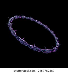 Chrome barbed wire 3d rendering