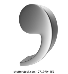 A chrome comma on a white background