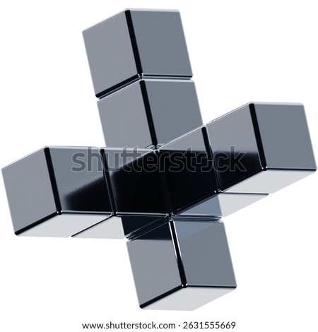 Chrome Cross Structure with Metallic Cube Arms