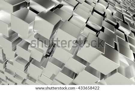 Chrome cubes abstract background. 3D illustration. Imagine de stoc © 