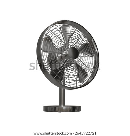 a chrome design fan - 3D rendering - white background