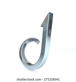 a chrome fish hook style arrow on white pointing up