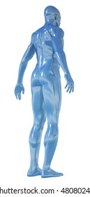 Chrome Man Figure On White Background - 3d Illustration