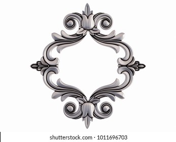 Chrome Ornament On A White Background. Isolated. 3D Illustration