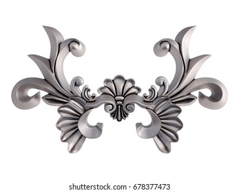 Chrome Ornament On A White Background. Isolated. 3D Illustration